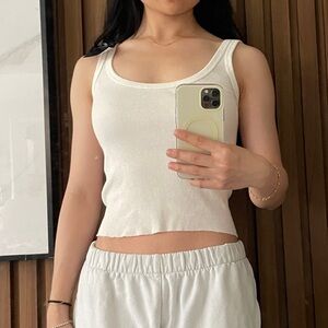 Brandy Melville White Ribbed Tank Top